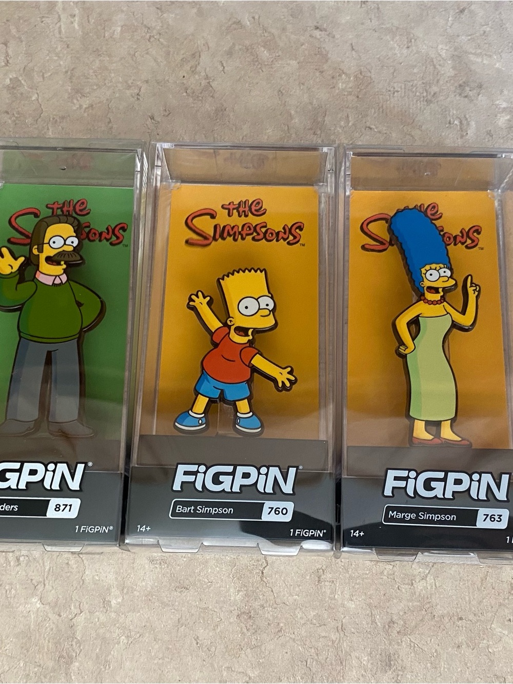 The Simpsons Figpin Enamel Pin Collection Marge & Bart Simpsons & Ned Flanders